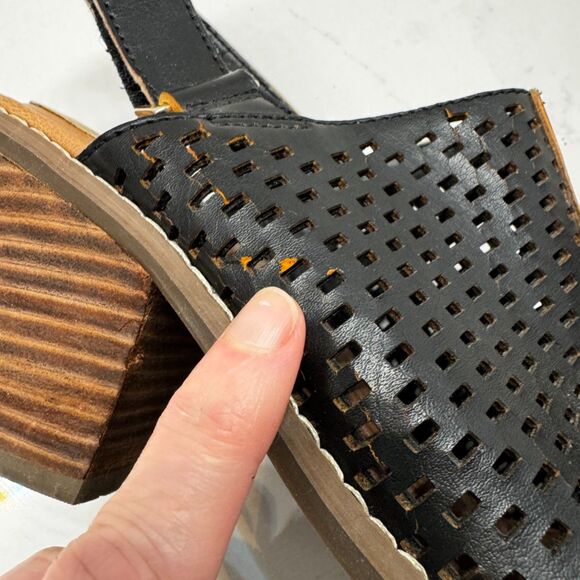 Dr Scholls Codie Womens 7.5 Drk Brown Peep Toe Comfort Sandal Mule Faux Leather - Picture 12 of 14